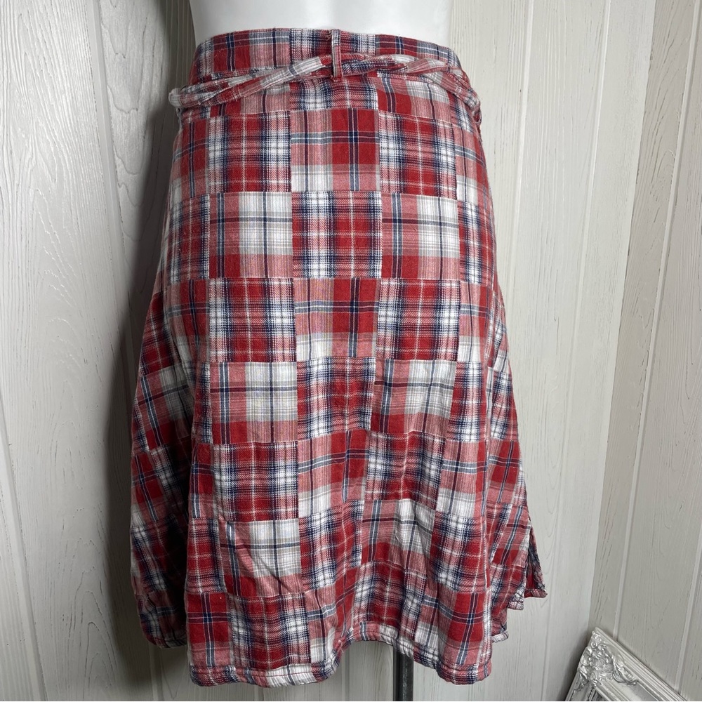 Ellen Orton Plaid Patchwork Flannel Wrap Skirt Me… - image 2